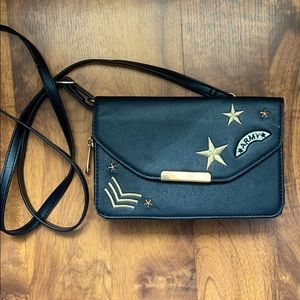 Black Leather Cross Body Purse Army